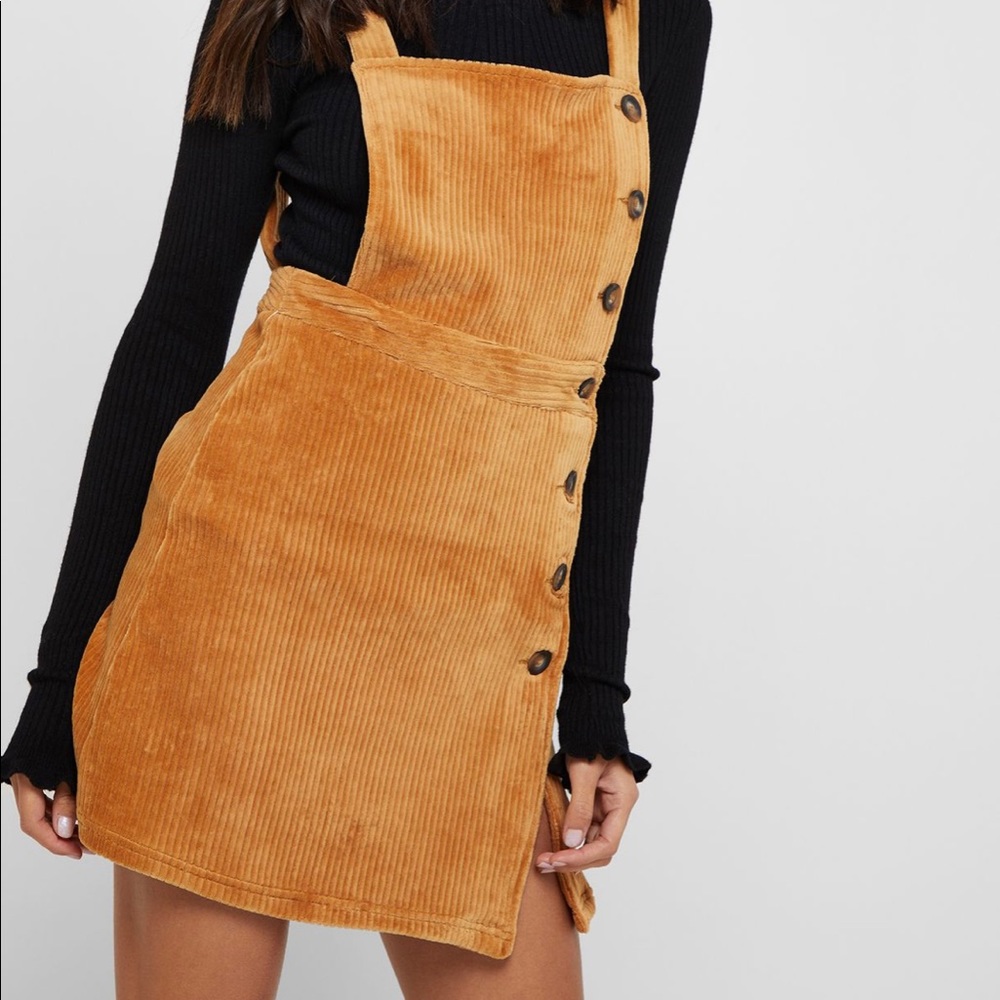 TopShop Button Corduroy Pinafore Dress - Picture 5 of 5